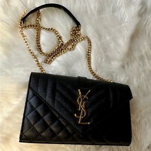 YSL Mia matelasse grain de pounder embossed leather with gold hardware
